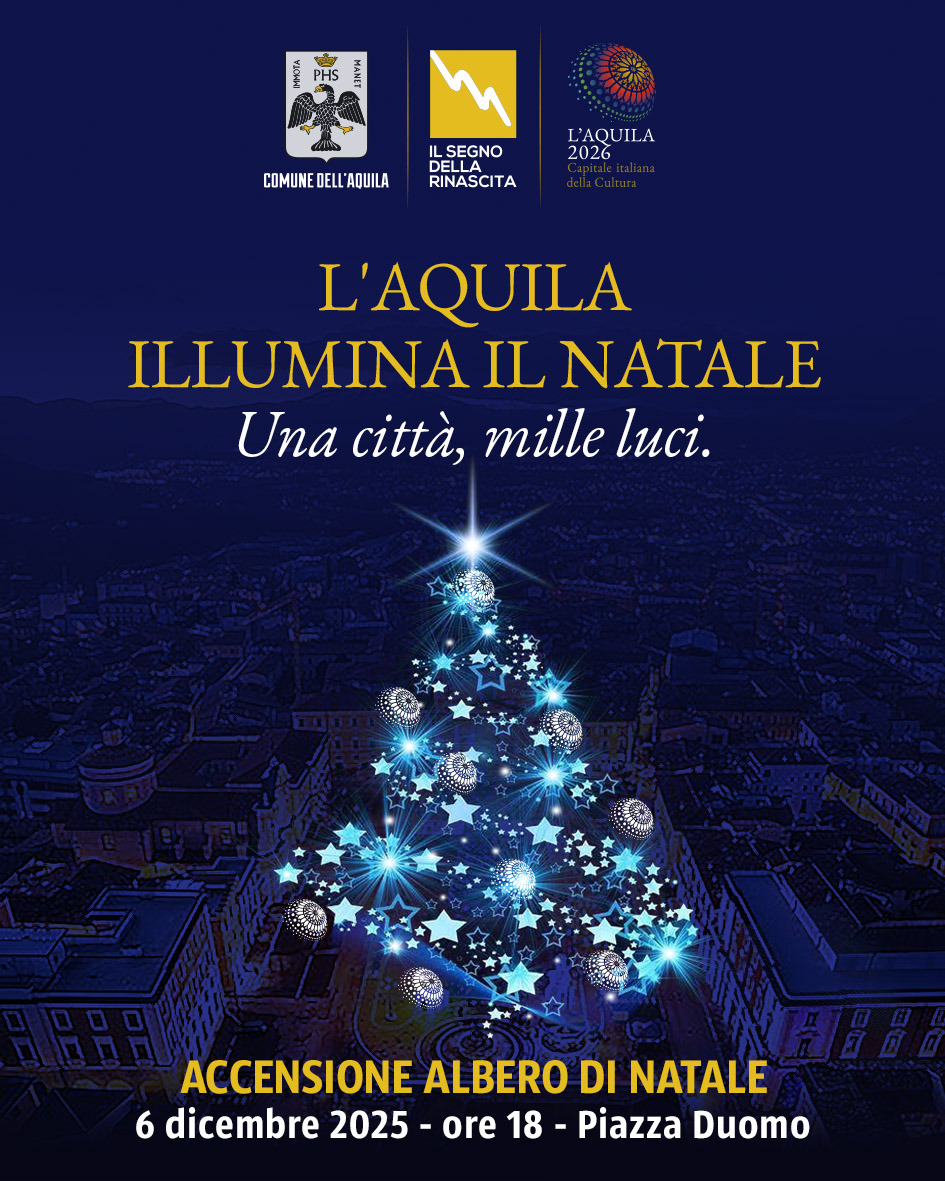 L’AQUILA: DOMANI L’ACCENSIONE DELL’ALBERO DI NATALE, ECCO IL PROGRAMMA DELLE FESTE