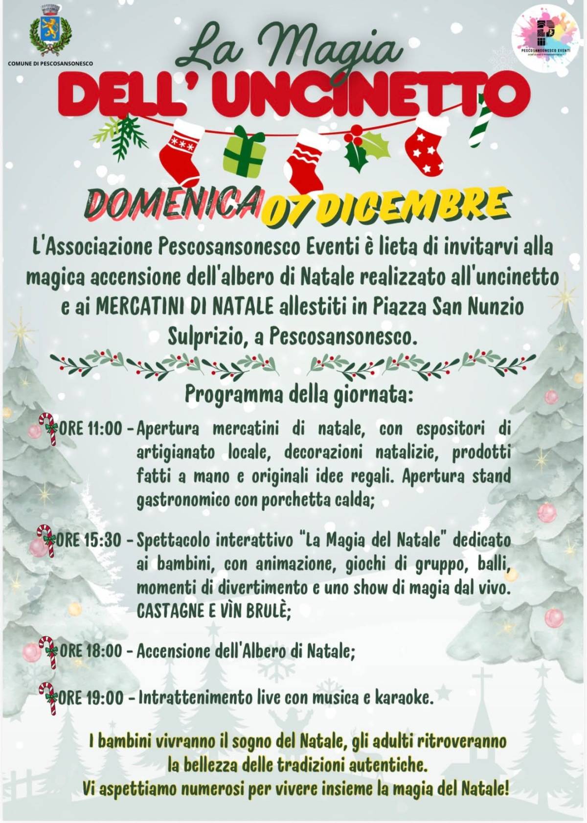 NATALE A PESCOSANSONESCO: LA MAGIA DELL’UNCINETTO