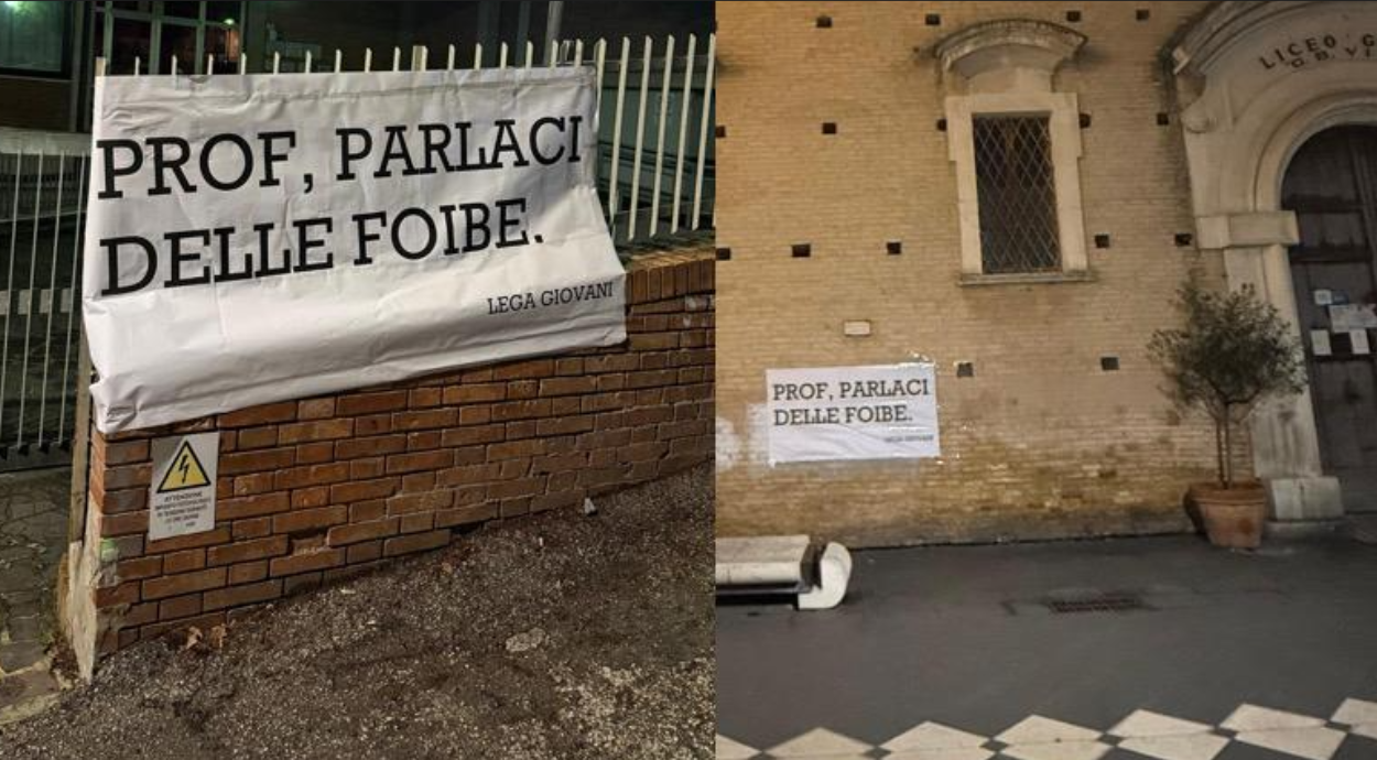 GIORNATA DEL RICORDO: “PROF, PARLACI DELLE FOIBE”, MANIFESTI FUORI LE SCUOLE DELLA LEGA GIOVANI