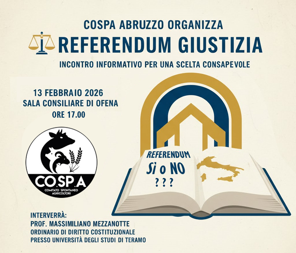 REFERENDUM GIUSTIZIA: DOMANI INCONTRO A OFENA CON IL PROF MEZZANOTTE DELL’UNIVERSITA’ DI TERAMO