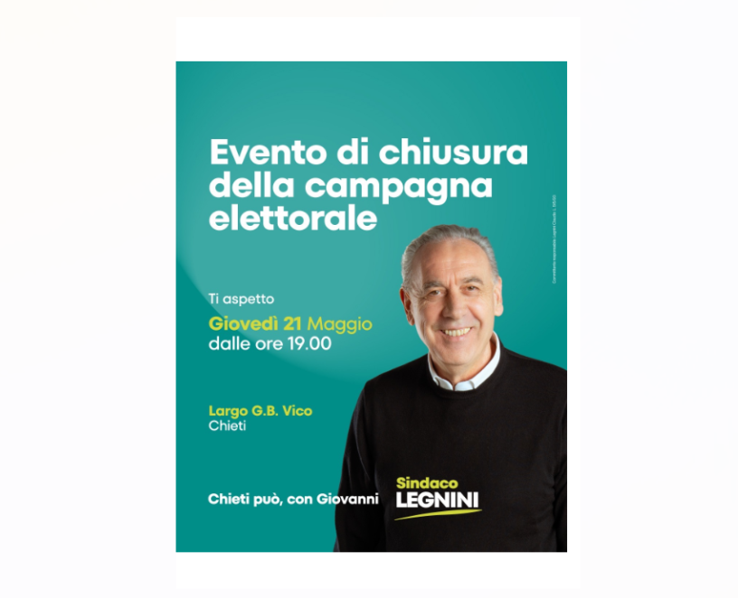 VOTO CHIETI: DOMANI CHIUSURA CAMPAGNA ELETTORALE DI GIOVANNI LEGNINI