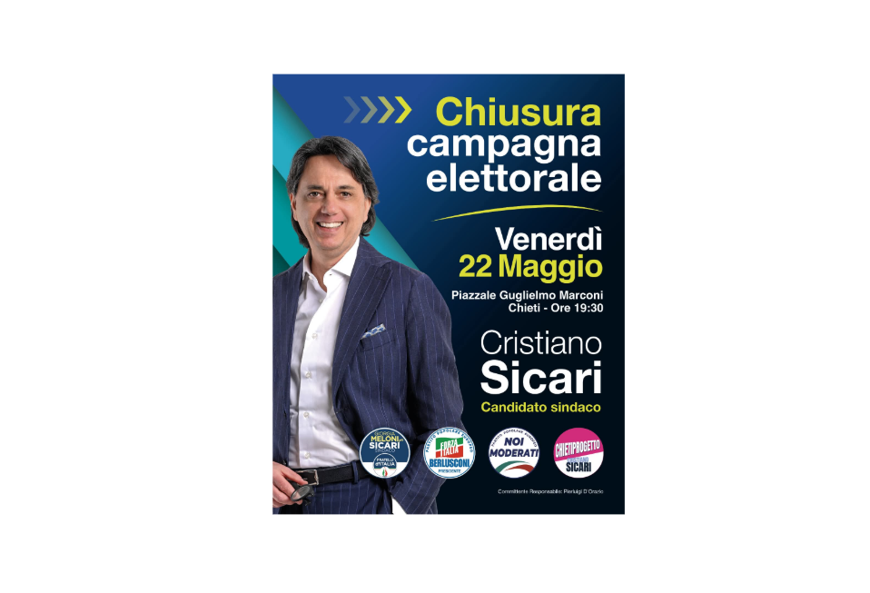 VOTO CHIETI: DOMANI CHIUSURA CAMPAGNA ELETTORALE DI SICARI