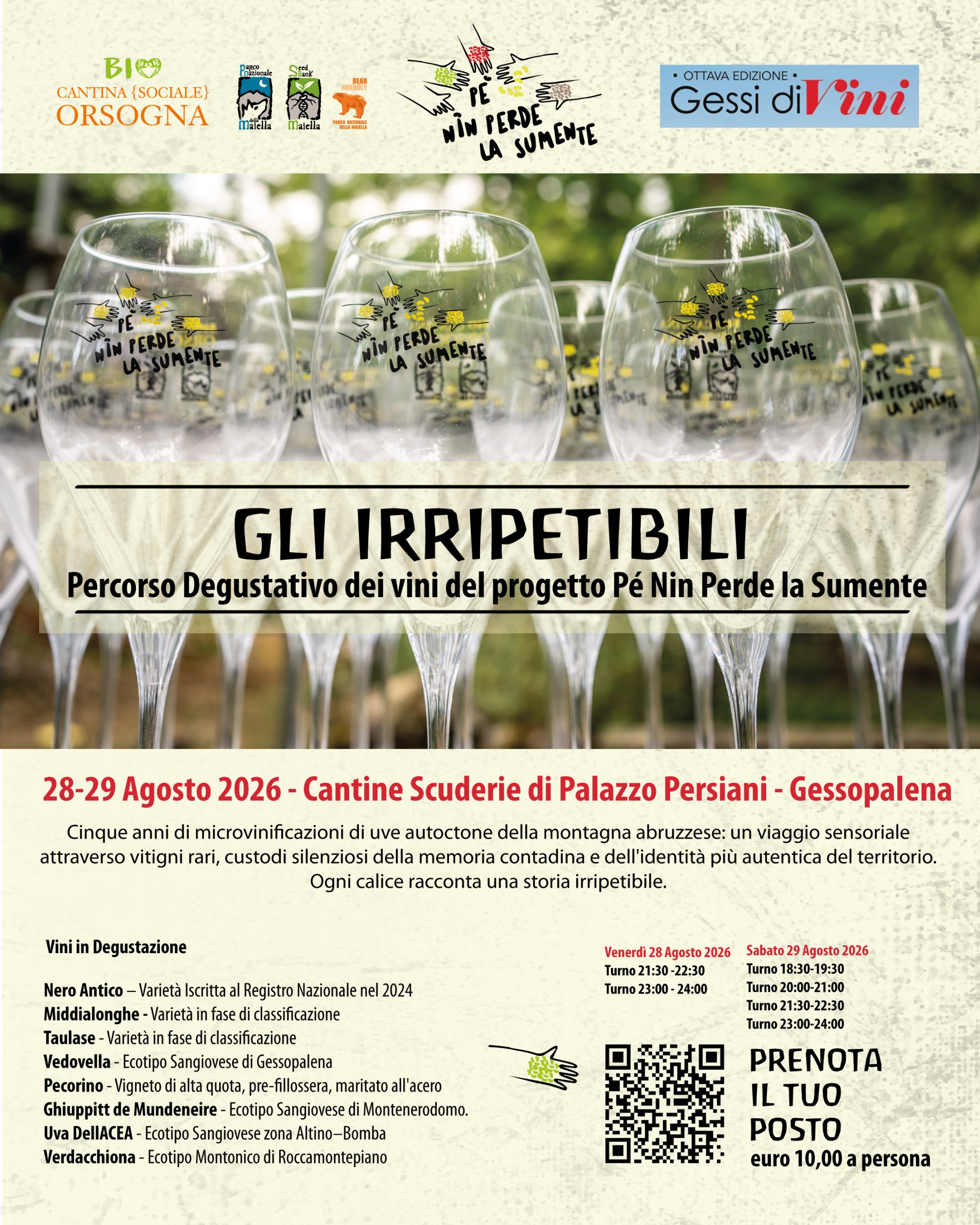 GLI “IRRIPETIBILI”: A GESSOPALENA DEGUSTAZIONE VINI BIO CANTINA SOCIALE ORSOGNA DA VITIGNI RARI